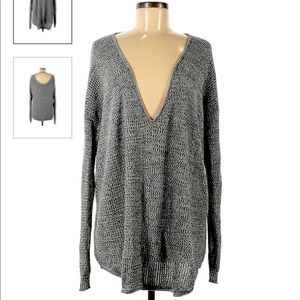 Millau Oversized Deep V Grey Pullover Sweater SzS